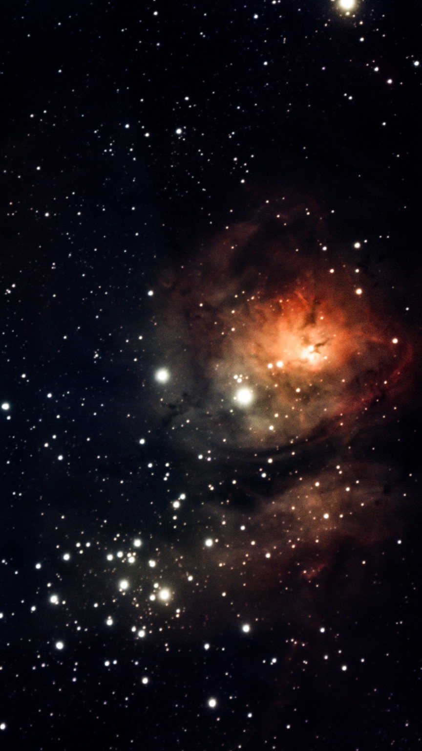 Fotografía original de la nebulosa de la Laguna M8, capturada por Sebastián Salas